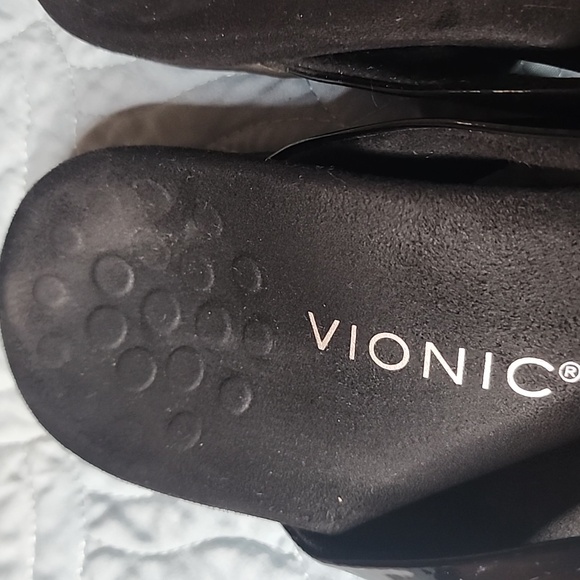 Vionic Bella Bella II Flip Flops Size 7.5 Black Bows With Silver Classy Cute - Picture 5 of 16